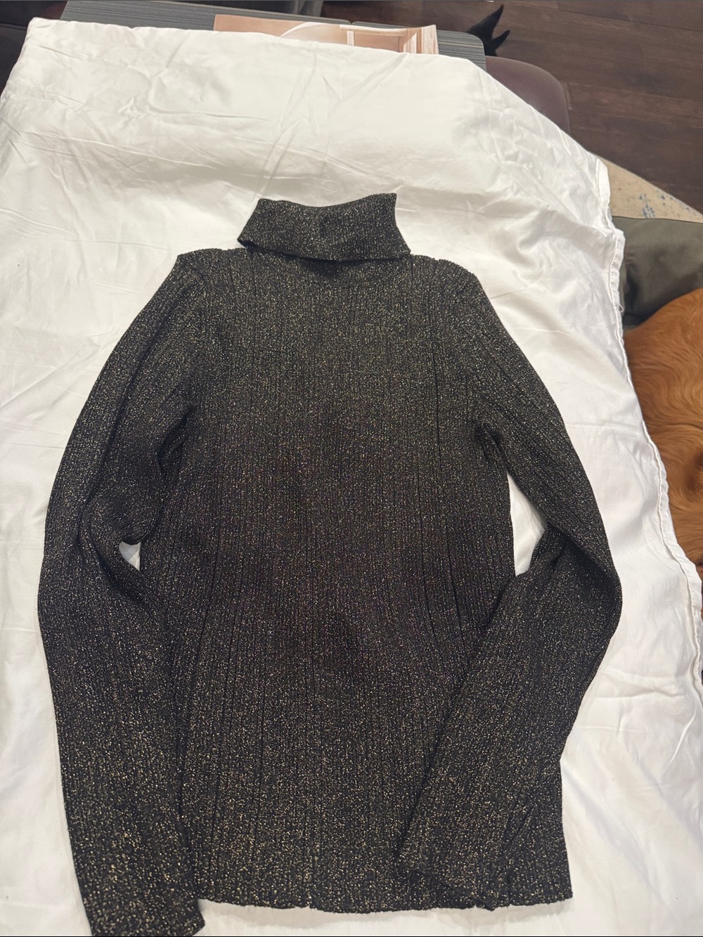 White House Black Market Black Metallic Turtleneck Sweater